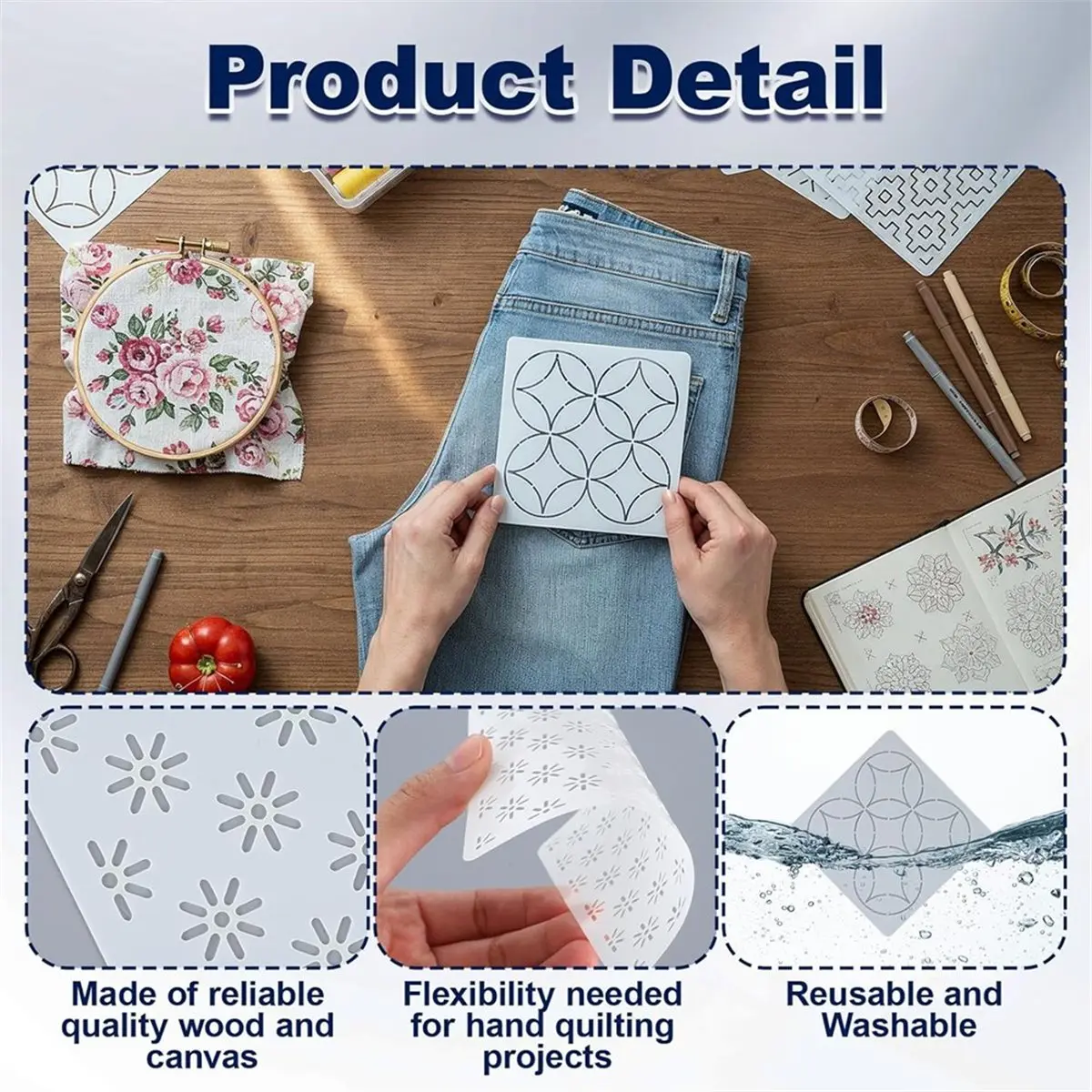 Budget-Friendly-28pcs Plastic Stencil Kit, Template Pattern Geometric Embroidery Thread Drawing Line Template for Hand Quilting