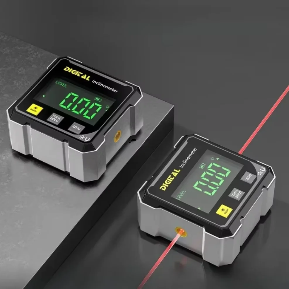 Pocket Digital Level Protractor Inclinometer Professional Digital Display Angle Gauge 360 Degree Magnetic Electronic Level Laser