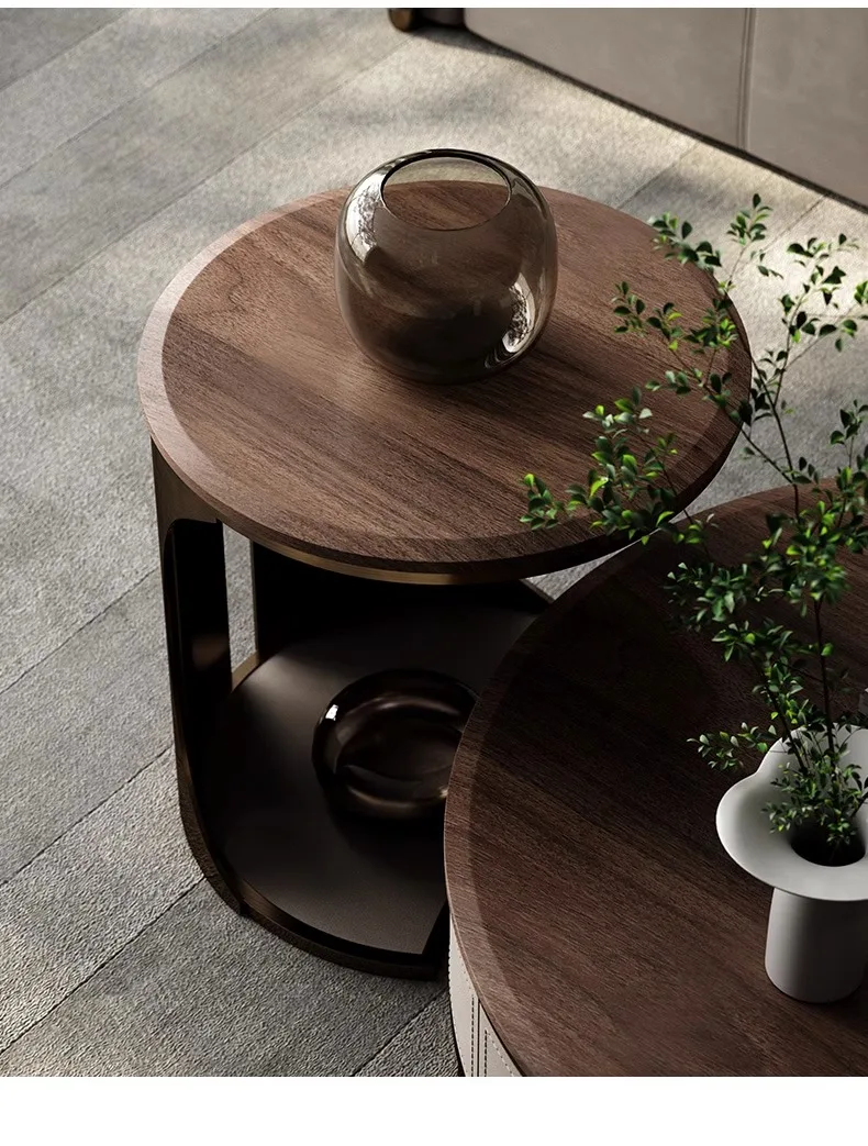 Luxury Design Home Use Low Height Modern Round Wood Coffee Table For Living Room Furniture