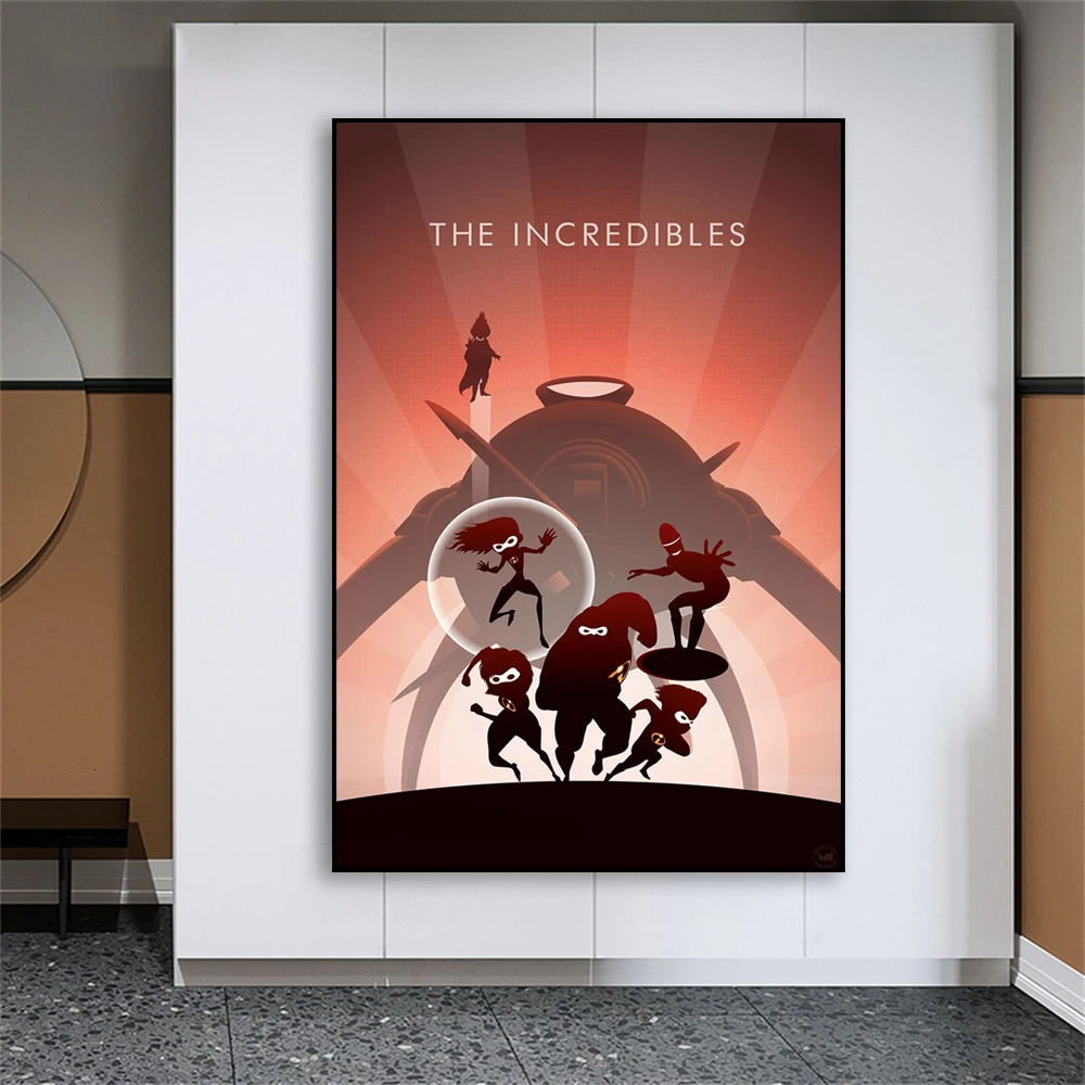 Disney The Incredibles Movies Poster Cartoon Wall Art Minimalist Film Prints for Nursery Art Bedroom Wall Decor Kids Best Gift