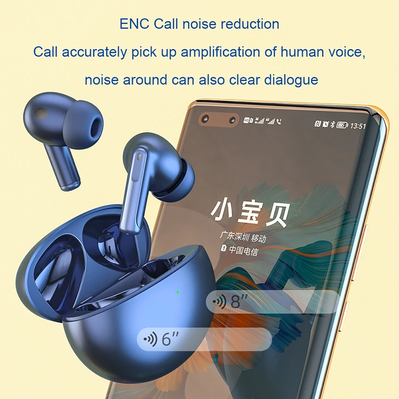 ANC Wireless Earphone Bluetooth Active Noise Cancellation ENC Headphone HiFi TWS Earbud for Honor Play 5T Pro Sony Xperia 1 III