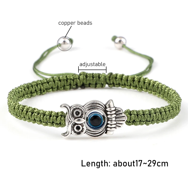 Adjustable Lucky Evil Eye Bracelet for Women Men Handmade Red String Thread Rope Owl Charm Braided Bracelets Friendship Jewelry