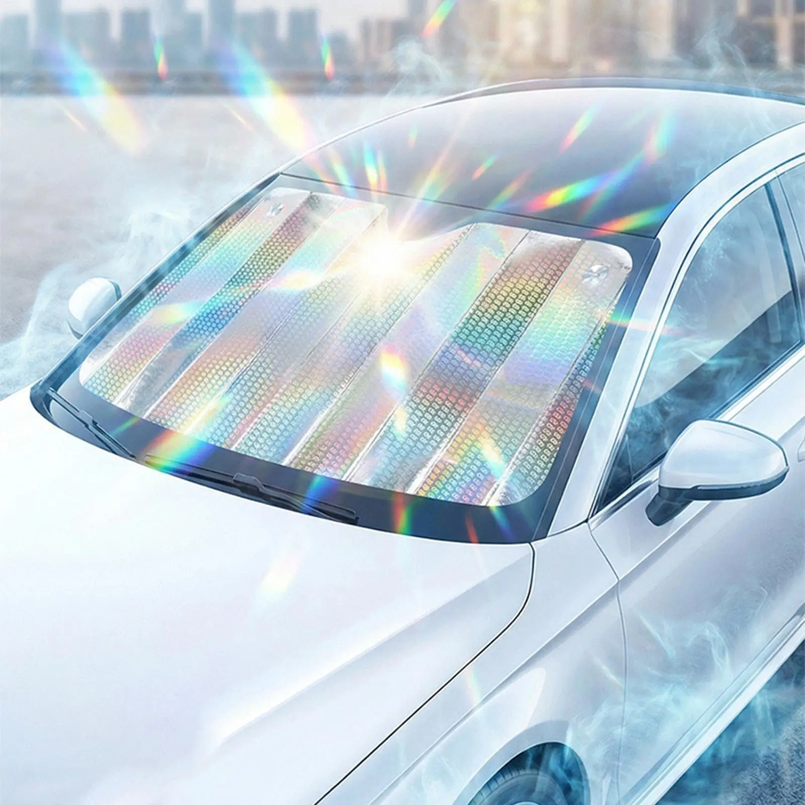 

Sun Shield For Car Windshield Large Accordion Foldable Reflective Cover Car Sun Shade For SUV Trucks Vehicles Dashboard Interior