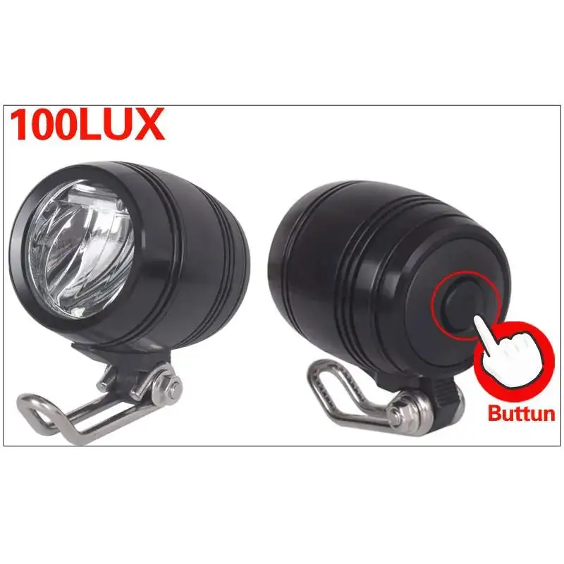 Luce anteriore universale per bicicletta elettrica, faro anteriore per E-bike, compatibile con 1W, 2W, 3W, 40, 70, 100 LUX, 6V-80V