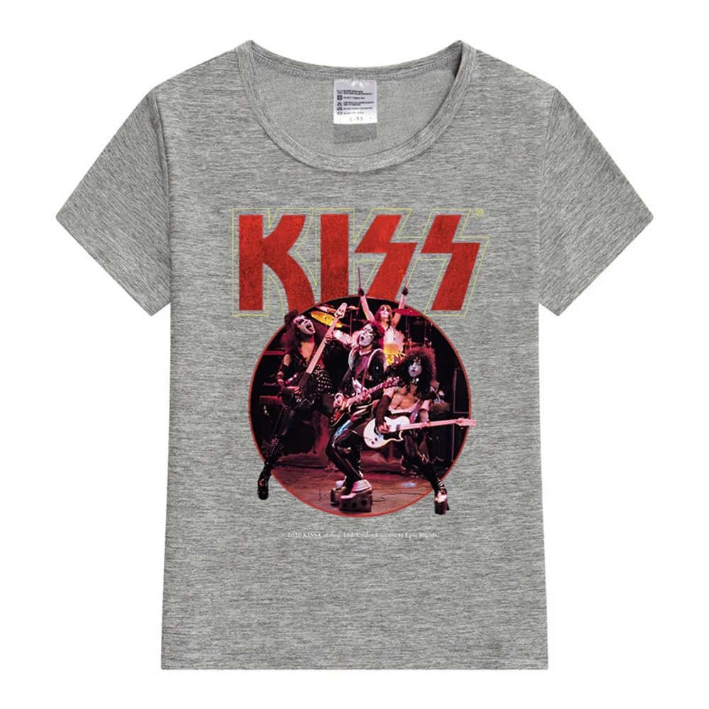 2024 New Kiss Band Kids T-Shirt Summer Short Sleeve Top Hip Hop Streetwear Boys Girls Harajuku Fashion Tee