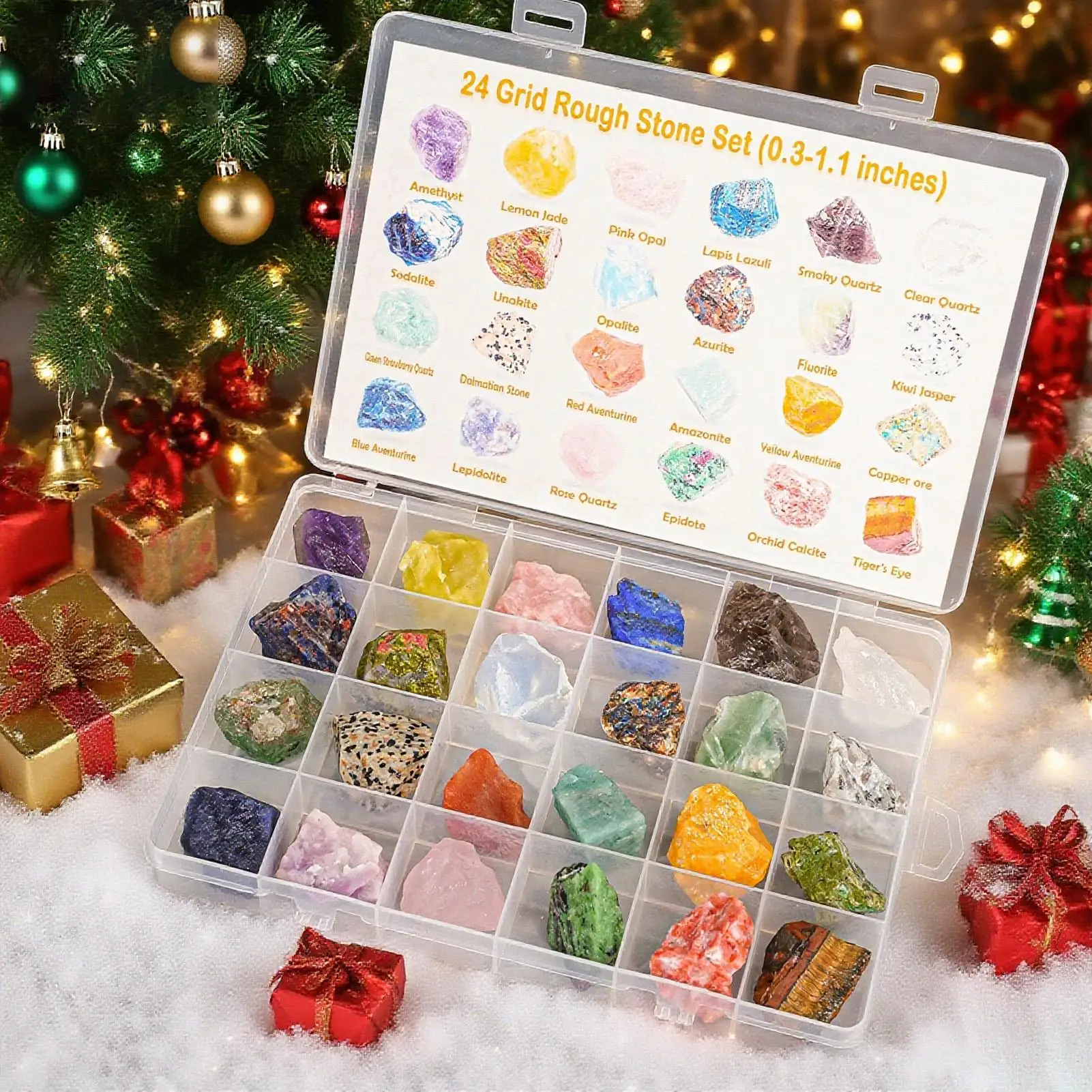 

Crystal Rock Advent Calendar Natural Crystal 2025 Countdown Calendar Collectible Gem Stones Gem tones Set For Crystal