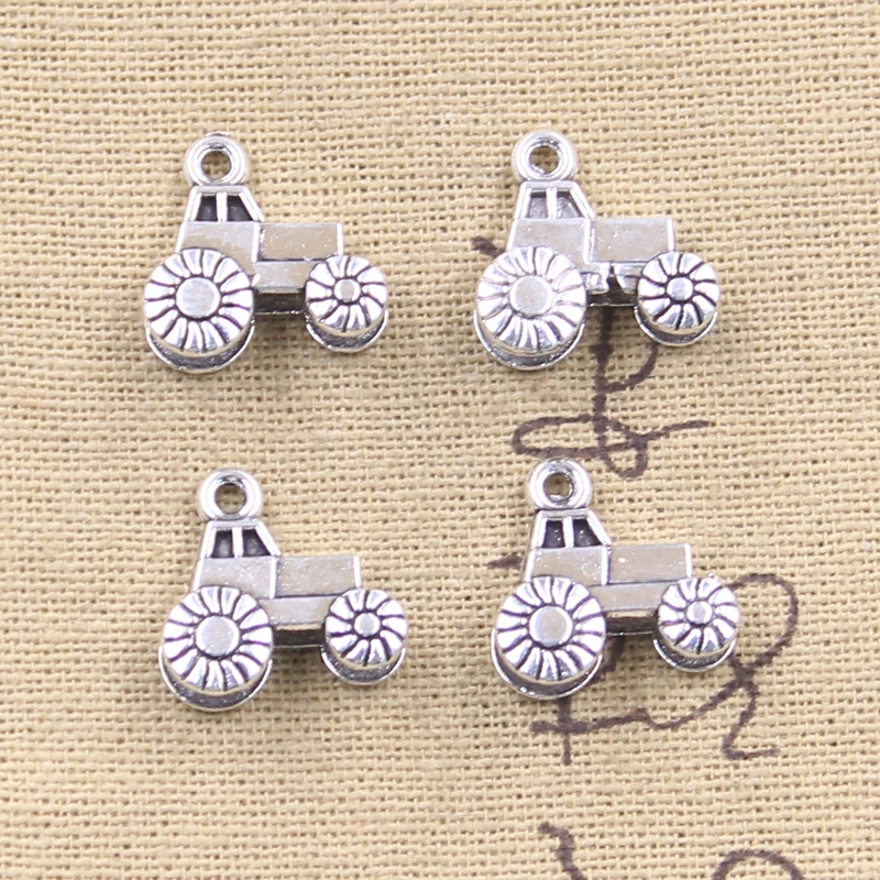 20pcs Charms 3D tractor car 16x16x6mm Tibetan Silver Color Pendants Antique Jewelry Making DIY Handmade Craft