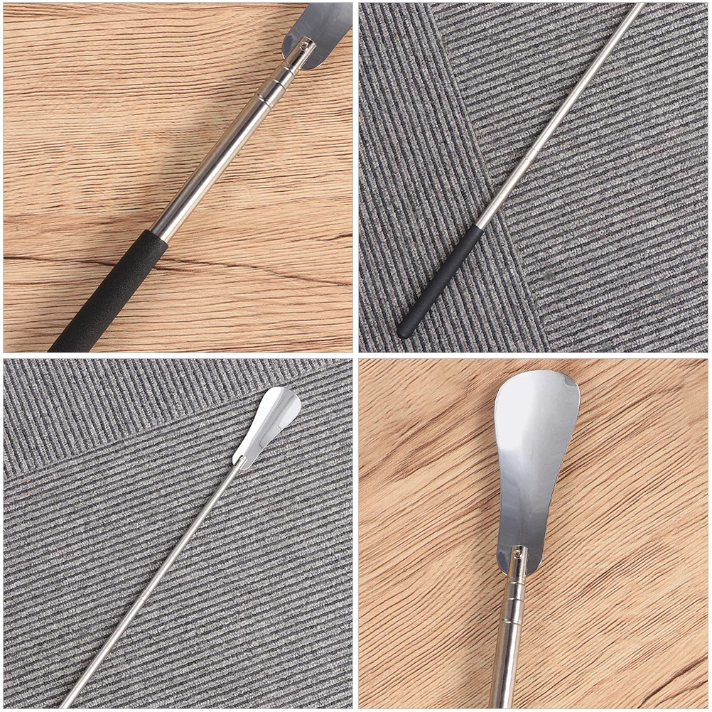 

3Pcs Stainless Steel Shoe Lifter Practical Tool No Bending Twisting for All Ages Home Shop Shoe Horn Retractable Shoehorn