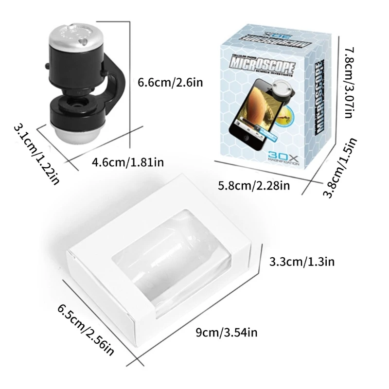 30X Magnification Microscope LED Light with Clip for Smartphones 203C