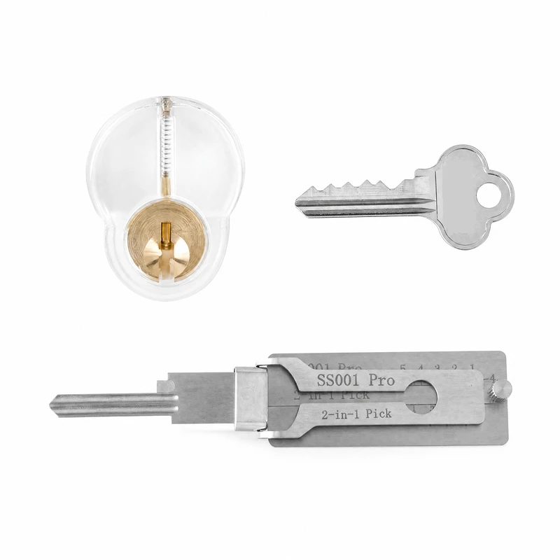 SS001 SS002 Pro 2 In 1 Key Decoder Lock Pick Kit,Double Straight Groove Lock Unlocking Maintenance Tools,Locksmith Repair Tools