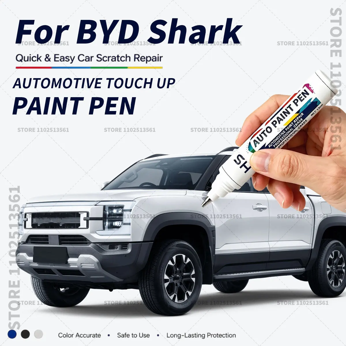 Car Paint Repair Marker Pen Quick Dry Scratch Remover Touch Up Coating Pen For Auto Accessories For 2024-2025 BYD Shark White