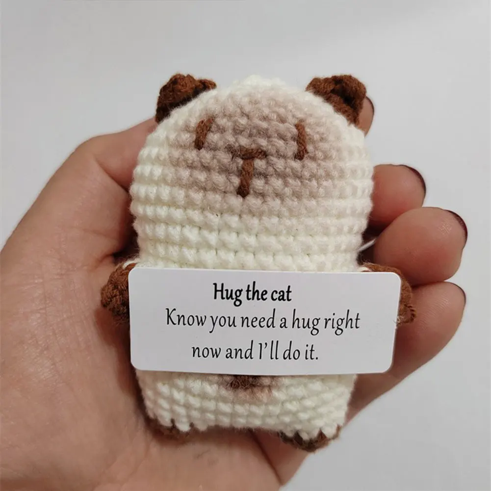 Support Émotionnel au Crochet avec Carte d'Affirmation Positive, Cadeau en Peluche, Poupées Ogo Créatives, Cadeaux pour Femmes et Hommes