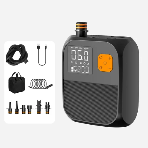 Imagen 2 del producto Bomba de tabla de Paddle portátil, compresor de aire eléctrico de alta presión de 25PSI, Banco de energía con 6 boquillas y luz LED