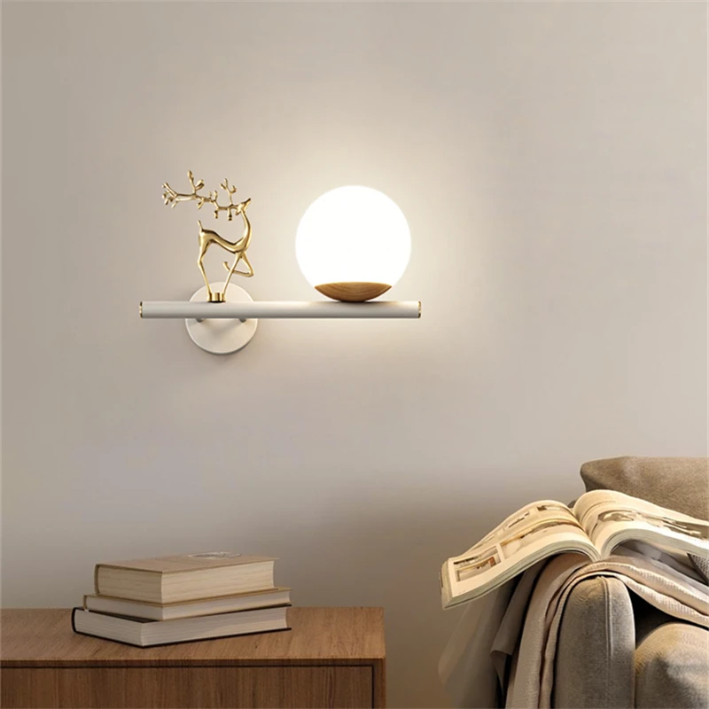 Wall lamp bedroom bedside lamp antler light luxury platinum creative Nordic simple modern living room background wall decorative