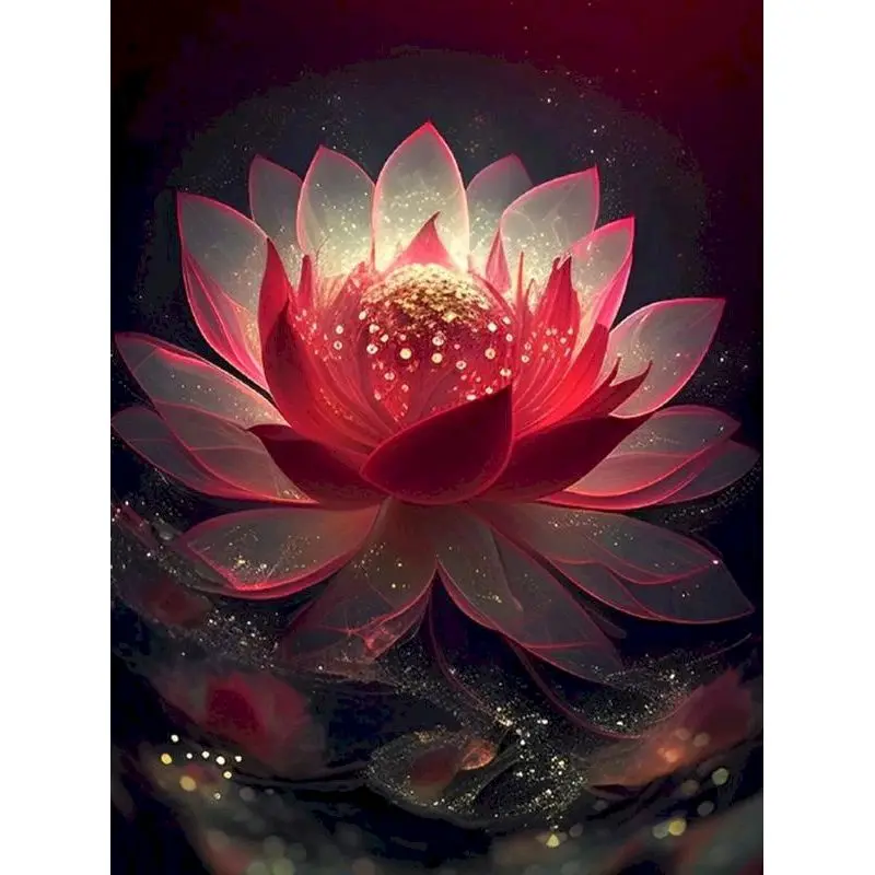 

GATYZTORY 5D Diy Diamond Painting Flower Embroidery Cross Stitch Set Lotus Diamond Mosaic Home Decoration Needlework Gift