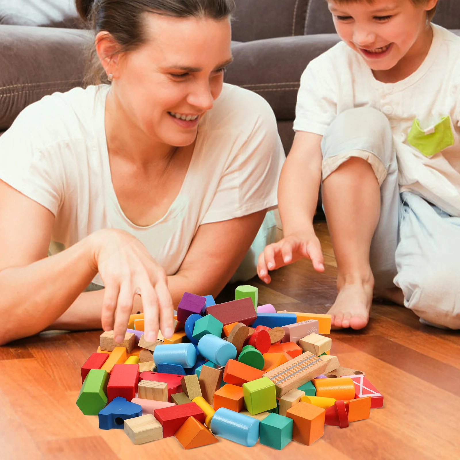 100 pezzi di blocchi educativi per bambini piccoli blocchi geometrici creativi per bambini apprendimento in età prescolare grande in legno