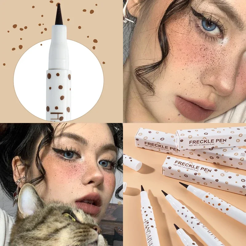 Freckle Pen Natural Lifelike Fake Freckles Pen for Long Lasting Look Dot Spot Pen Makeup for Women Makep Tools Light/Dark Brown