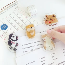Clips acrílicos transparentes, soporte para tarjetas de fotos Kawaii, lindo oso, panda, gato, Clip de papel de prueba, bocadillos de dibujos animados, sellado