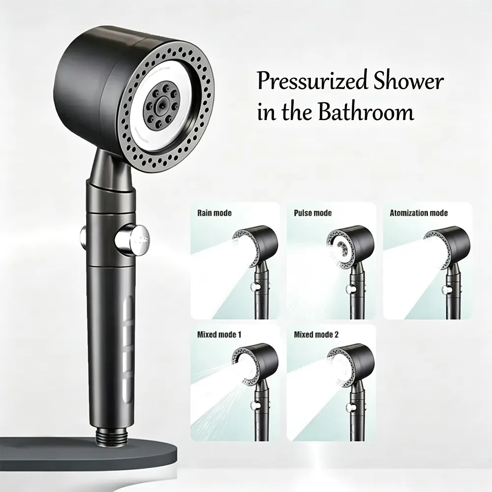 

High-Pressure Handheld Shower Head Water-Saving Design with One-Key On/Off Switch Durable for Bathroom Home Shower Accessory