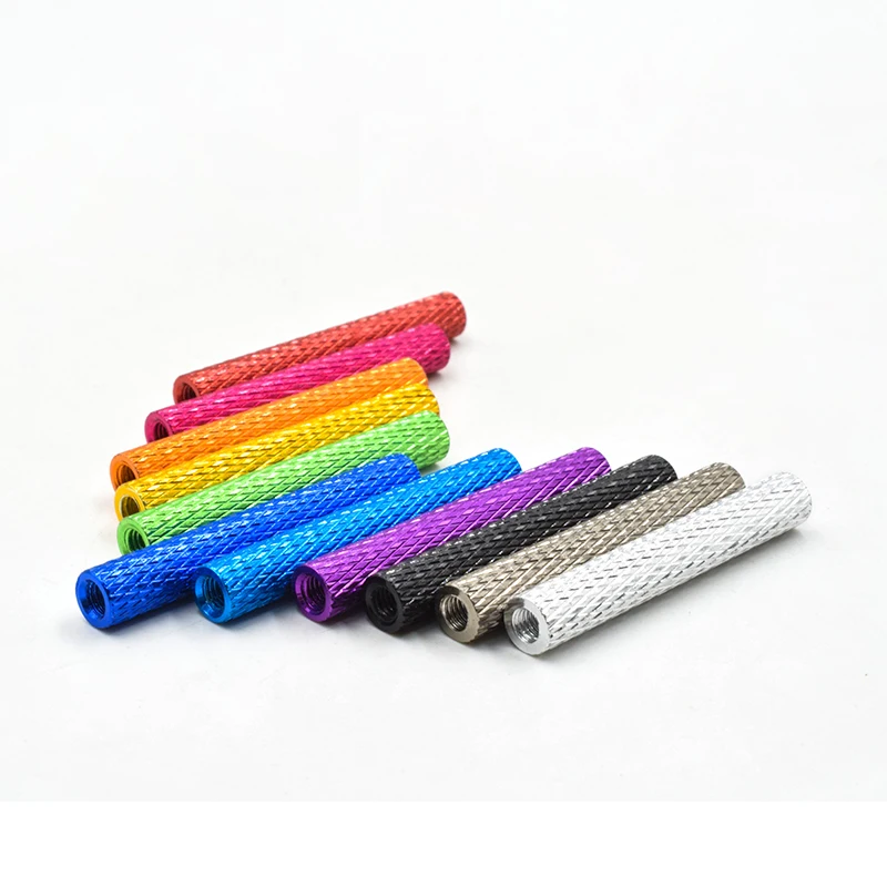 10pcs/lot M3  colourful Standoff Aluminum Knurled Spacer Standoffs M3x6/8/10/12/15/20/25/28/30/35/37/40/45/50mm OD=5MM