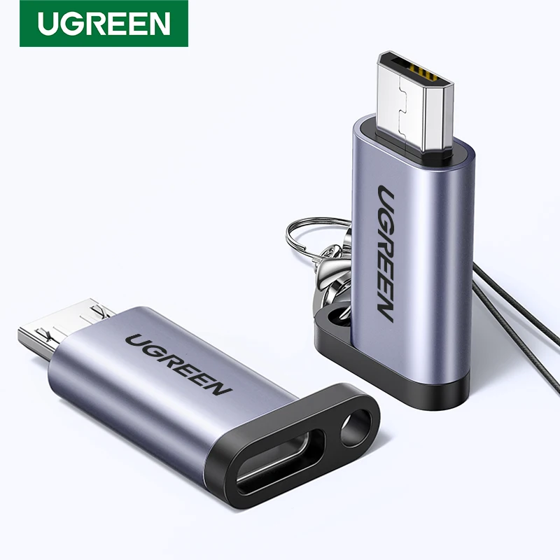 Ugreen USB סוג-C מתאם סוג C למייקרו USB נקבה לזכר ממירי עבור Xiaomi סמסונג מטען נתונים כבל USBC USB C מתאם