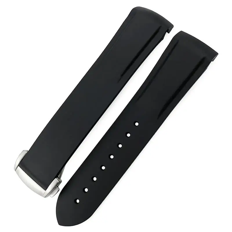 Rubber Watchband 22mm 20mm Curved End Silicone Strap Fit for HUAWEI GT2 PRO Watch Classic Black Bracelets