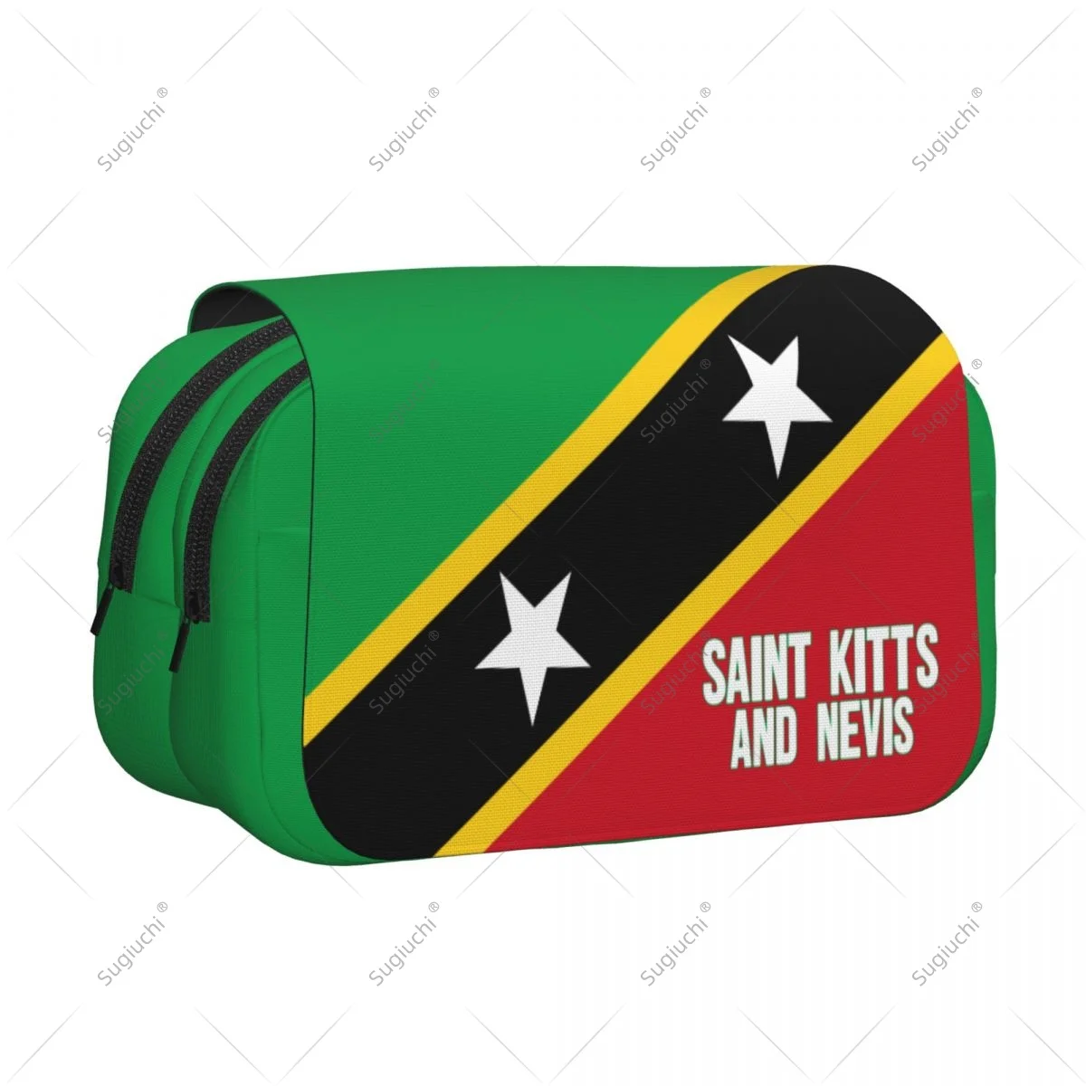 Pencil Case Scissors Bags 3D Saint Kitts And Nevis Flag Double-layer Oxford Cloth Stationery Storage Pen Box Case