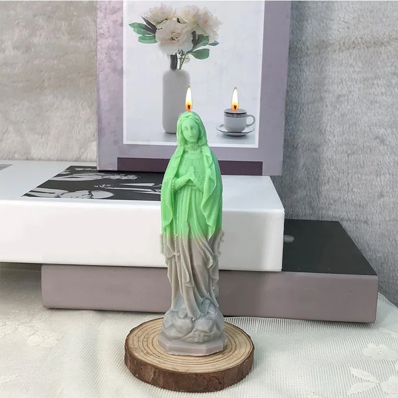 Three dimensional Virgin Mary aromatherapy candle gypsum mineral incense stone statue blessing DIY ornament decorative silicone