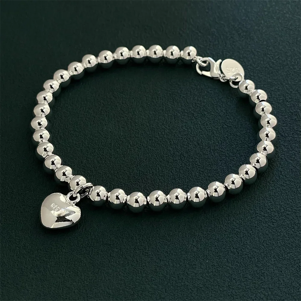 925 Sterling Silver Bracelet Exquisite Heart Shaped Buddha Beads Women Fashion Wedding Party Gift Jewelry