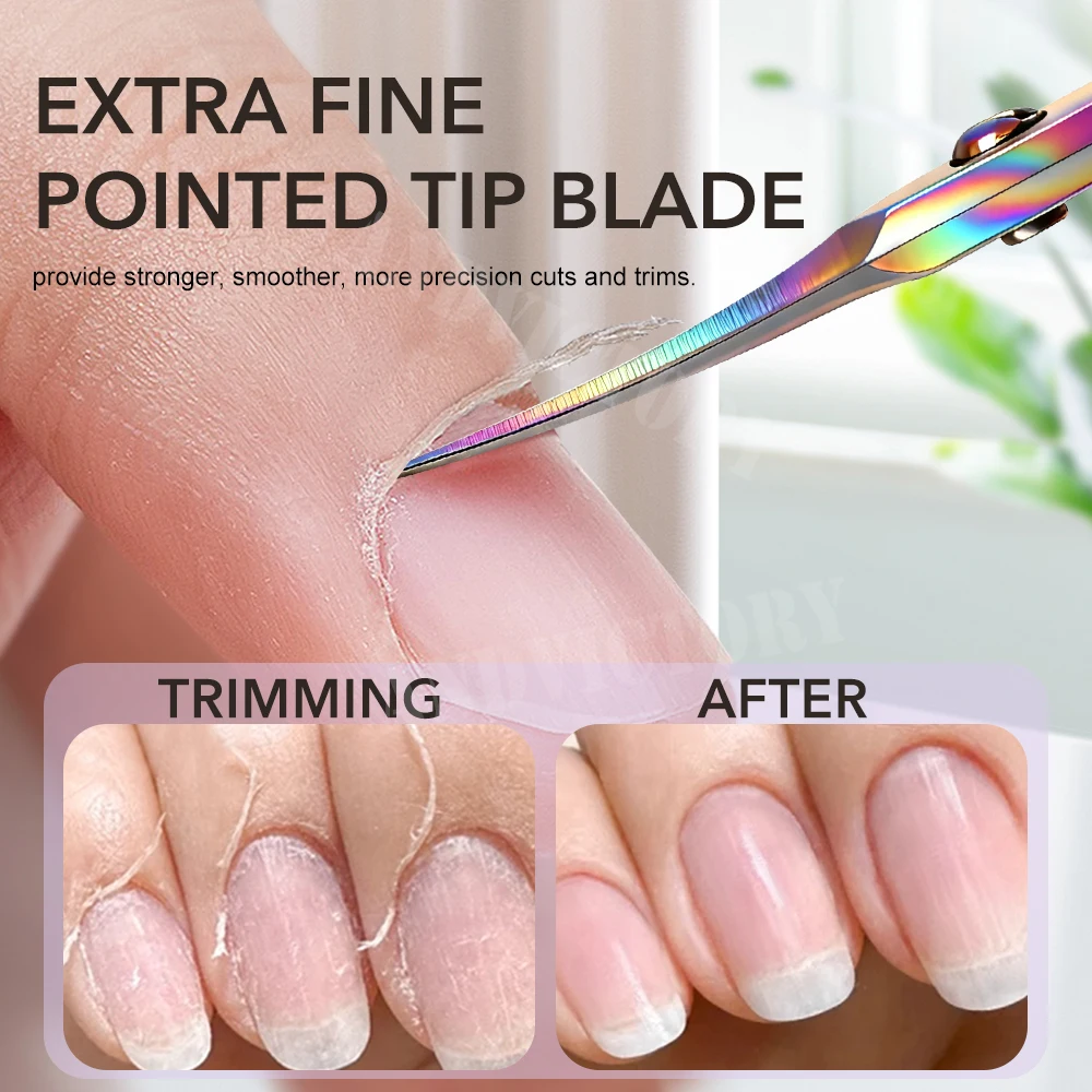 1Pc Cuticle Scissors Stainless Steel Curved Blade Small Scissors Trimming the Fingernails Eyebrow Eyelash Dry Skin Nail Scissors
