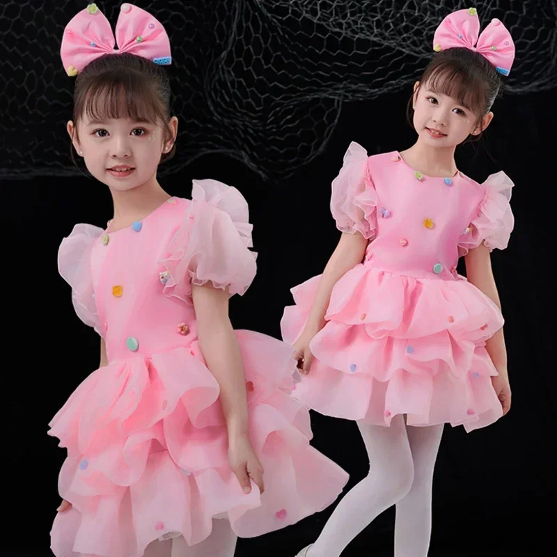 

Children's Performance Clothes,gauze Skirts,kindergarten Girls' Princess Skirts,bow Choir Dance Performance Clothes