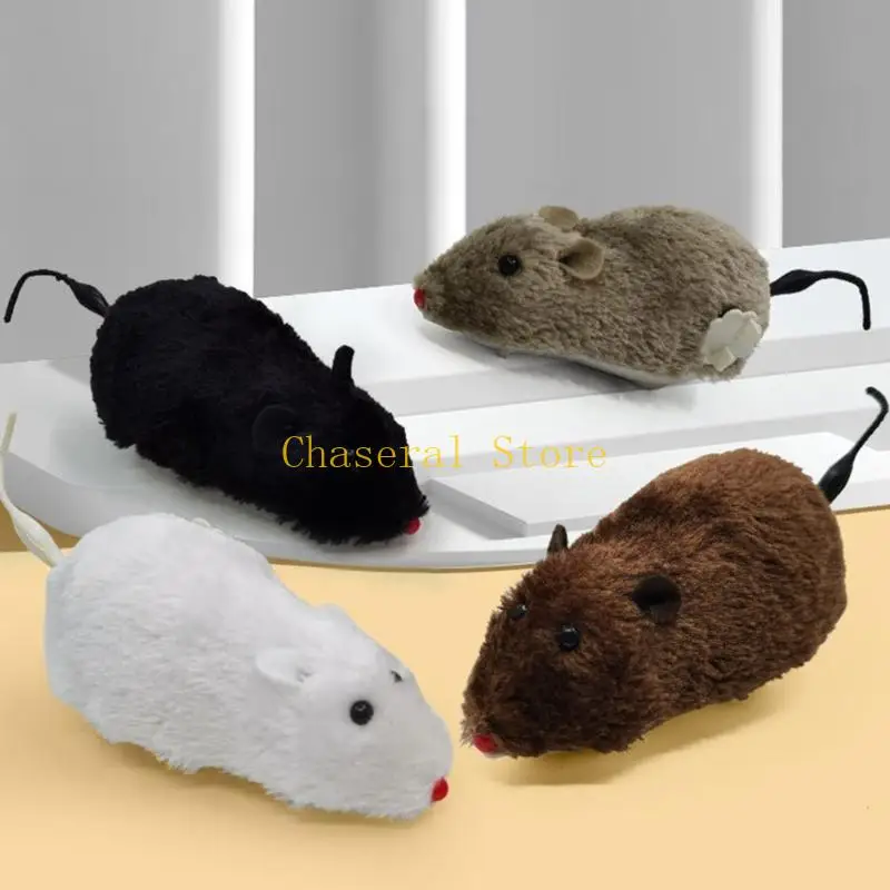 E7CE Windup Mouse Toy Pack 4 giocattolo topi realistici per bambini Toddler promuove il giocattolo educazione fisica