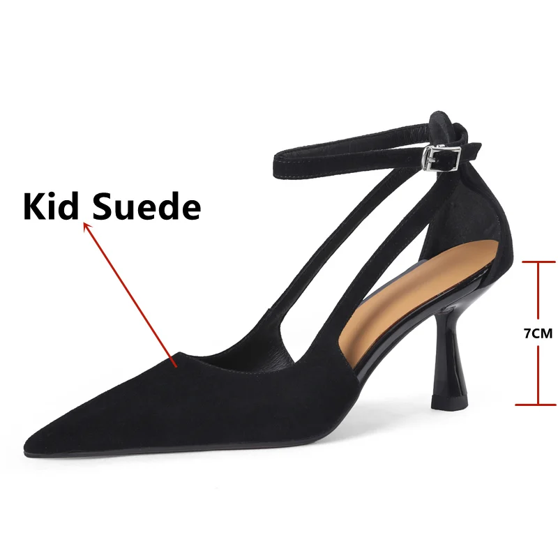 FEDONAS Ankle Strap Women Sandals Thin High Heels Pointed Toe Pumps Genuine Leather Elegant Spring Summer Shoes Woman Party Prom