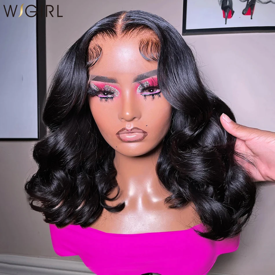 Wigirl 180% Body Wave 13x6 Short Bob Wig Lace Front Human Hair Wigs Preplucked Water Wave 13x4 Lace Frontal Wig For Women