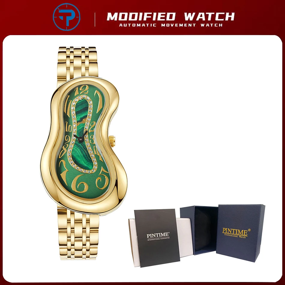 Unique Canteen Shape Y2K Watch Vintage Quartz Watch Lava Series Collecti Roman Dial Leather Strap Unisex Gift Twisted Wristwatch