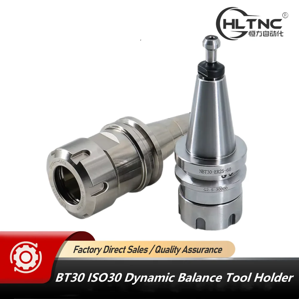 محور دوران ماكينة CNC ، HLTNC BT30 ، حامل أدوات التوازن الديناميكي ، ER16 ER20 ER25 ER32 Nut ، الطول 45 60 70 nc