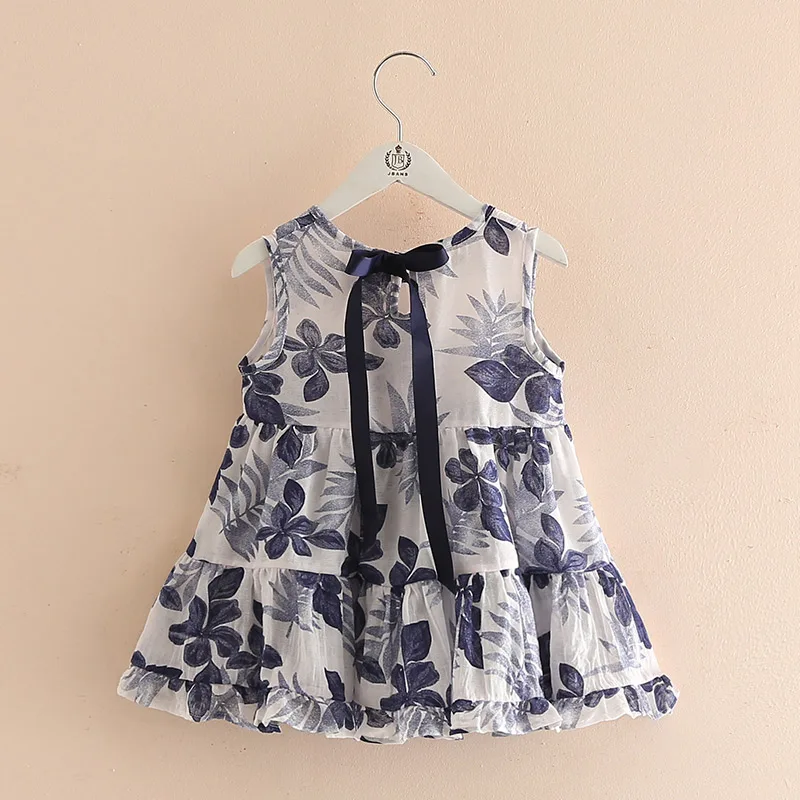 2024 Summer New 2 3 4 5 6 7 8 10 Years  Children Clothing Kids Flower Print Vest Sundress Sleeveless Tank Dress For Baby Girls