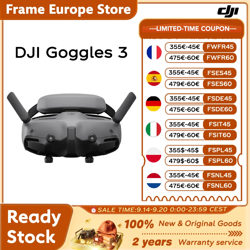 【LOCAL+】DJI Goggles 3 FPV-Brille mit Micro-OLED-Bildschirmen für ein Immersives Flugerlebnis, O4 HD-Videoübertragung, Kabellos, DJI Neu Original