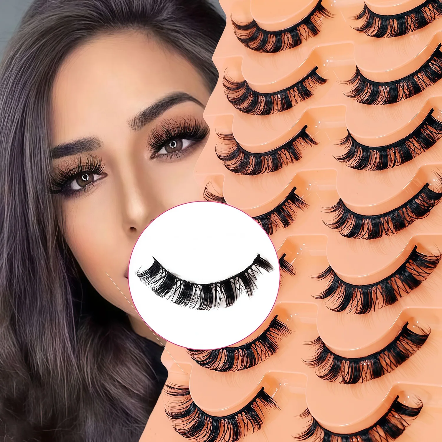 7 pairs of European and American style manga style fake eyelashes, light Thai style three-dimensional curled eyelashes