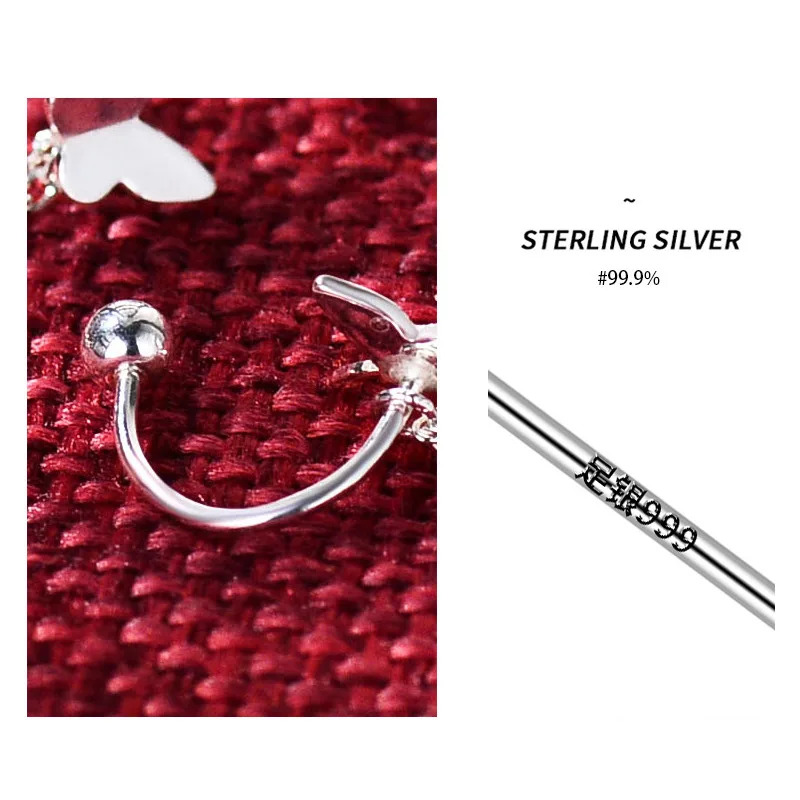 925 Sterling Silver Butterfly Round Drop Earrings for Woman Punk Screw Ball Korean Fashion Chain Rock New Earring Luxury Jewelry