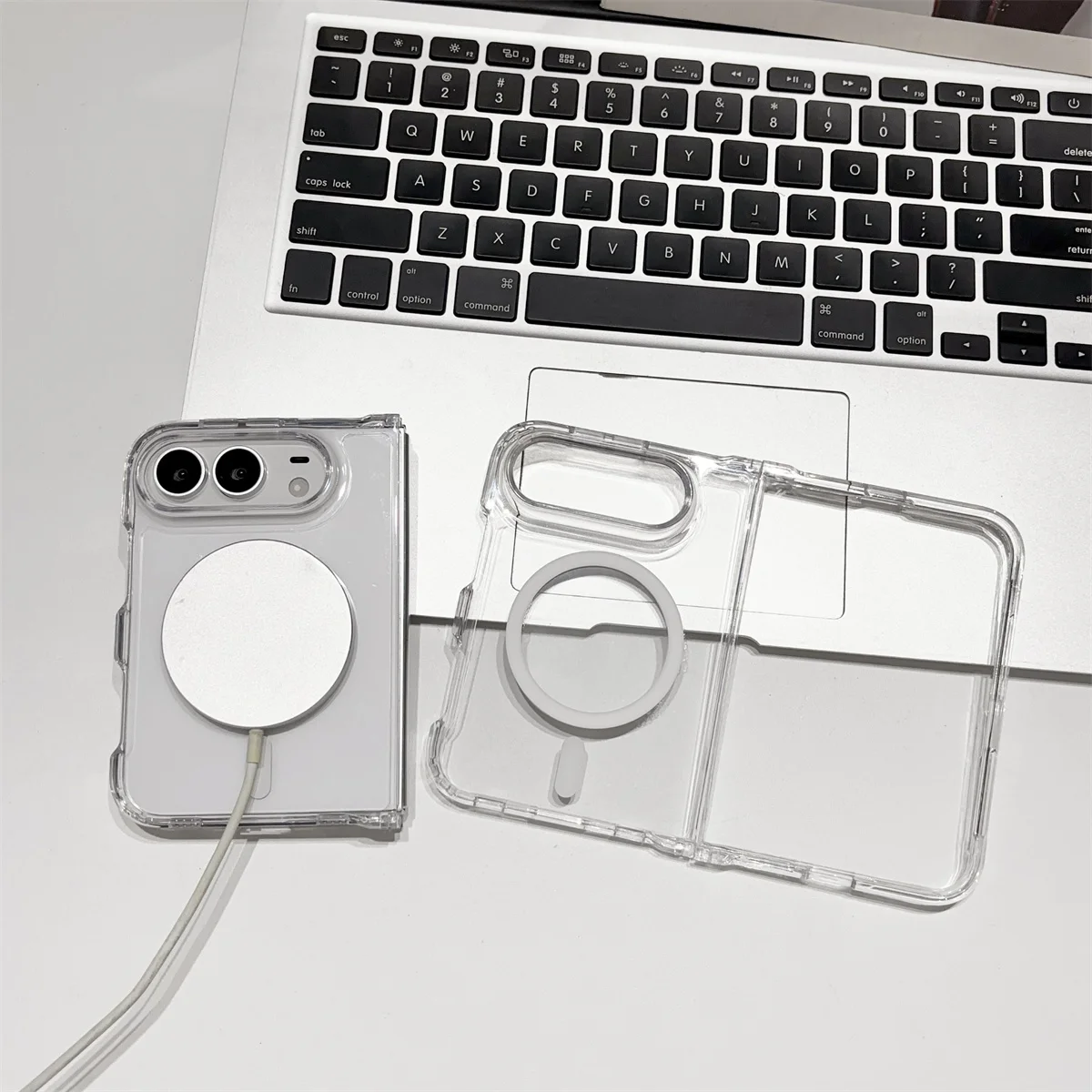For Magsafe Magnetic Wireless Charging Case For Apple iPhone Duo iPhone Duo Clear Crystal Shockproof Coque Transparent Cover