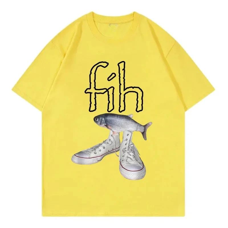 New Style Fih Shoes Graphic T Shirts Funny Misspelled Fish Meme T-shirtsWomen Casual Fashion Short Sleeve T-shirt image 4
