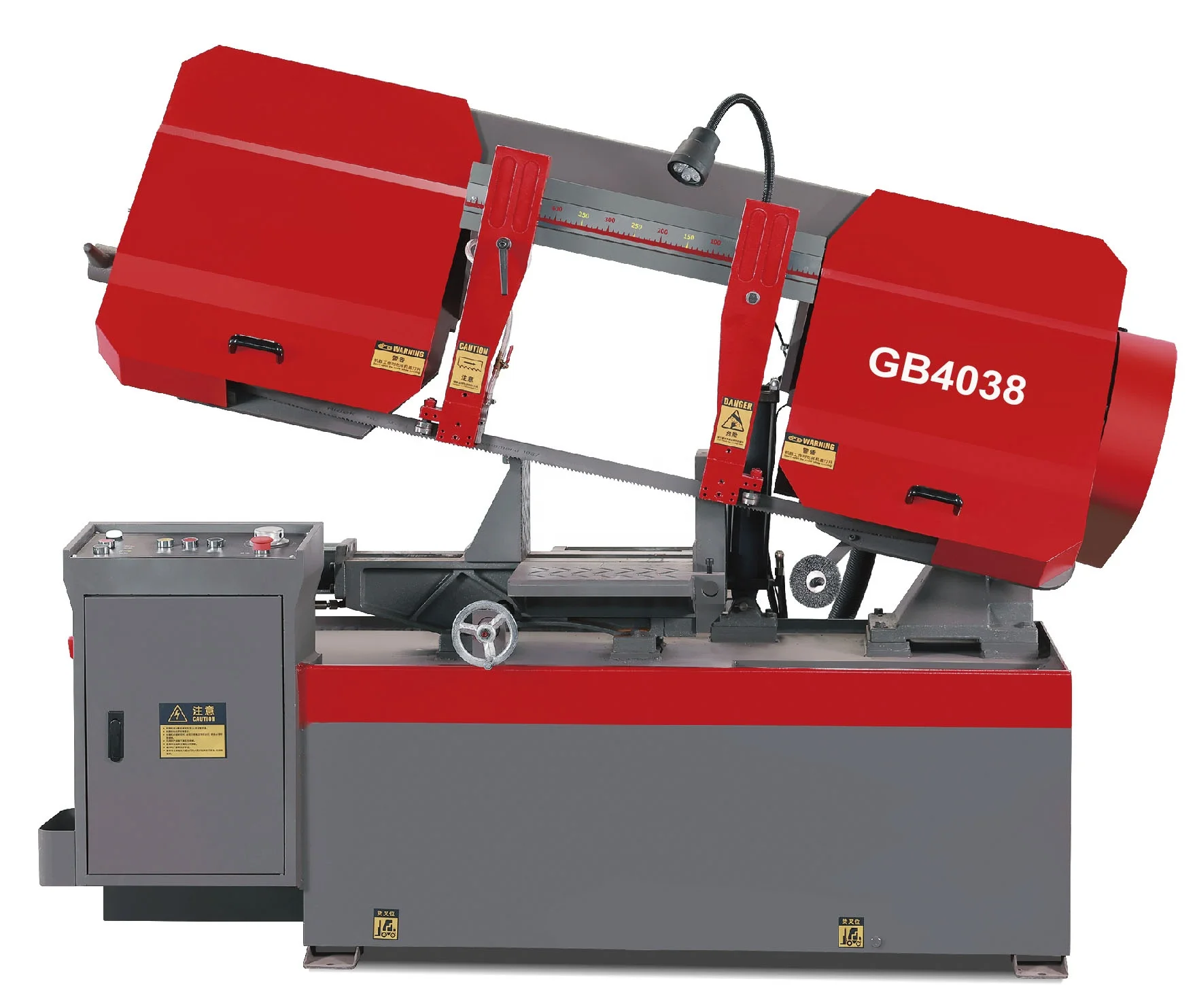 

Hot Sales Semi Automatic Metal Cutting Band Saw Machine Horizontal Bandsaw GB4038 With Hydraulic Clamp For Bundle Cut
