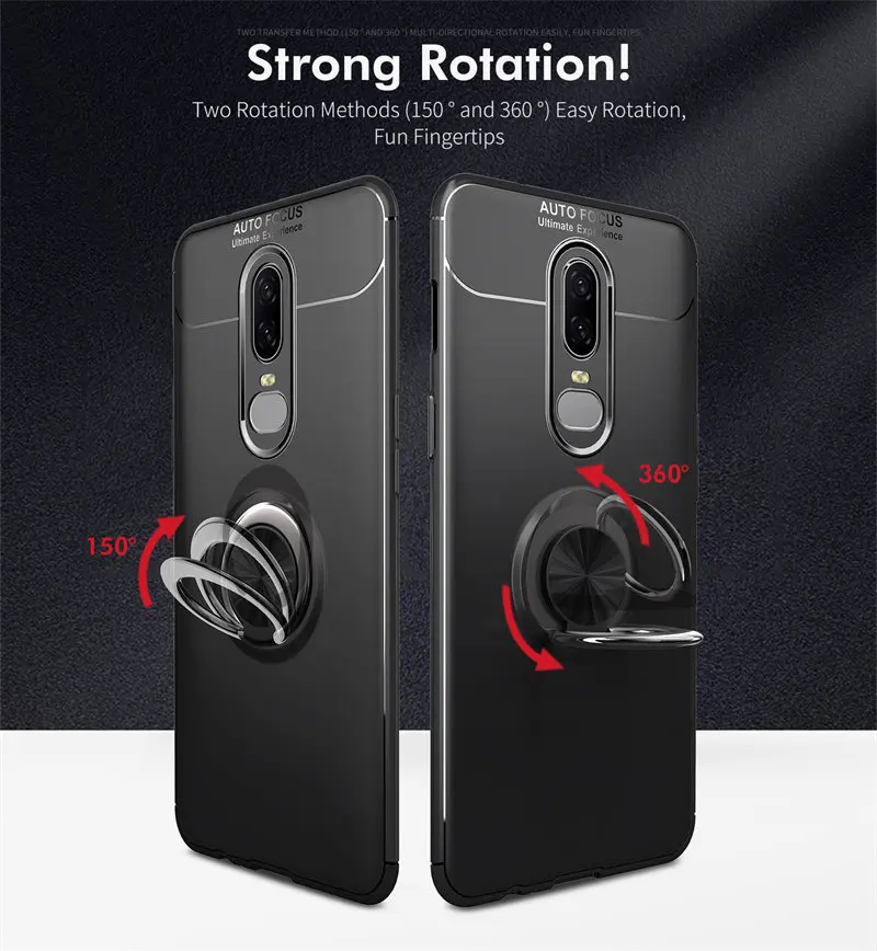 Oneplus 6 A6000 A6003 Case Magnetic Car Ring Holder Silicone TPU Back Cover Phone Case for Oneplus 6 Oneplus6 A6000 A6003