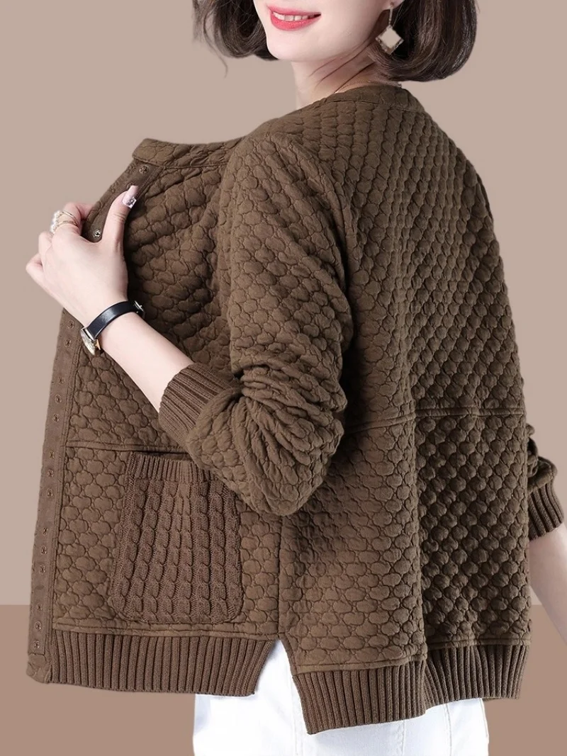 

Женская укороченная бейсбольная куртка - повседневный кардиган-худи для весны/осени 2026 (W2314)