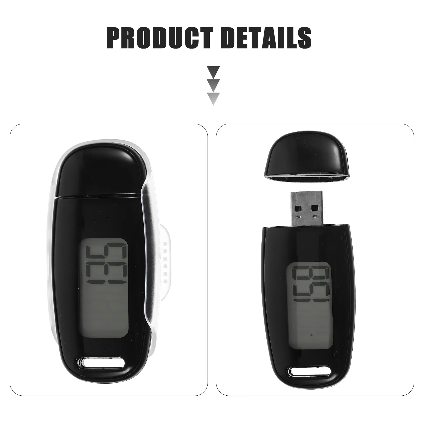

1Set Backlight Clip-on Pedometer Rechargeable Portable Small Plastic Step Counter for Walking Running Outdoor Sports