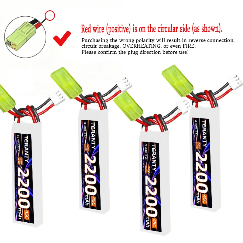 r c lipo batteries different polarity from airsoft Armory Branded 11.1V 2200mAh 25C/50C 3 Cell Battery (Dean 3S 11.1V 1800mAh 20C Split