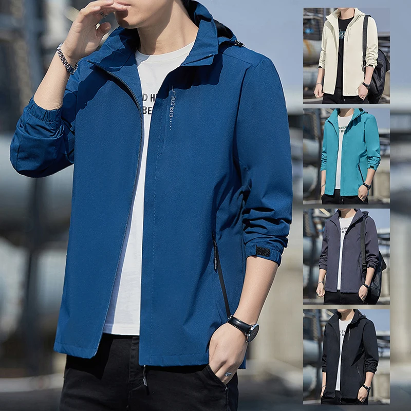 

Fall 2024 New Faionable ex Outdoor Windproof Jaet Hooded High-End Outerwear Polyester Fabric Urban Sle Long Sve