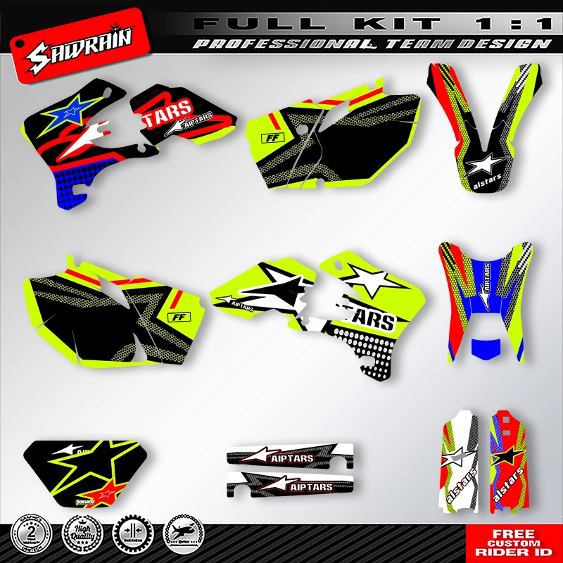 

Sawrain Motorcycle Sticker Custom Team Graphics Decals Kit For YAMAHA WRF250 450 2003 2004 2005 2006 001