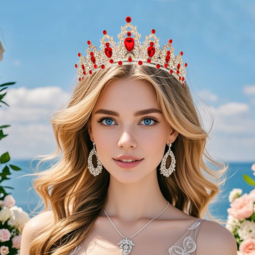 バロック様式のヴィンテージゴールドブライダルティアラ – 結婚式/パーティー用コロネットアクセサリー 誕生日の女王/子供用プリンセスクラウンヘッドピース